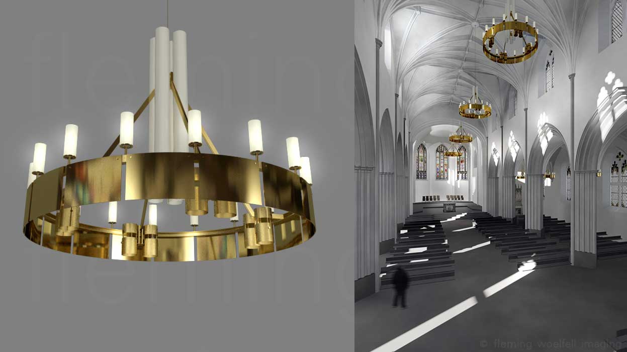 Prototype chandeliers for the Cathedral